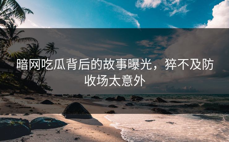 暗网吃瓜背后的故事曝光，猝不及防收场太意外