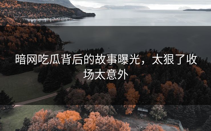 暗网吃瓜背后的故事曝光，太狠了收场太意外