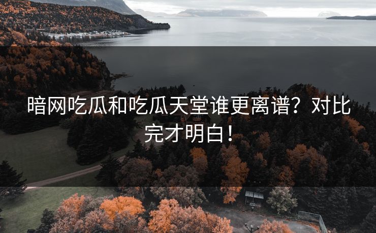 暗网吃瓜和吃瓜天堂谁更离谱？对比完才明白！