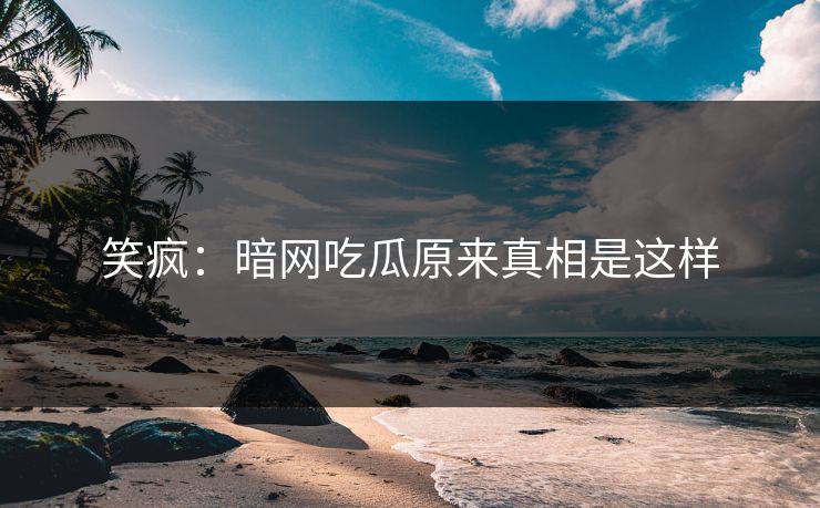 笑疯：暗网吃瓜原来真相是这样
