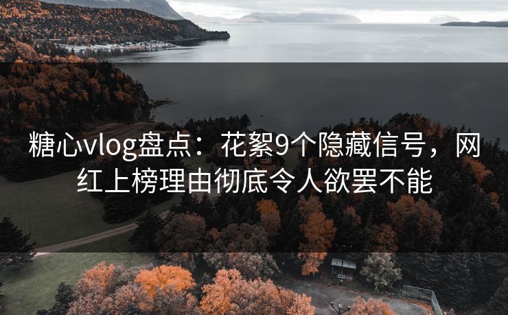 糖心vlog盘点：花絮9个隐藏信号，网红上榜理由彻底令人欲罢不能