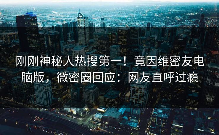 刚刚神秘人热搜第一！竟因维密友电脑版，微密圈回应：网友直呼过瘾