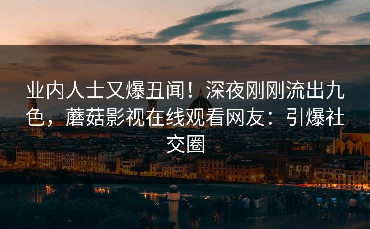 业内人士又爆丑闻！深夜刚刚流出九色，蘑菇影视在线观看网友：引爆社交圈
