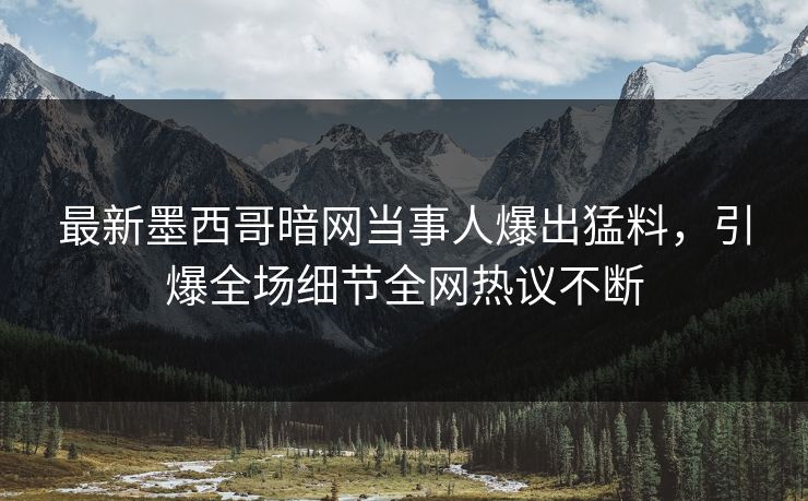 最新墨西哥暗网当事人爆出猛料，引爆全场细节全网热议不断