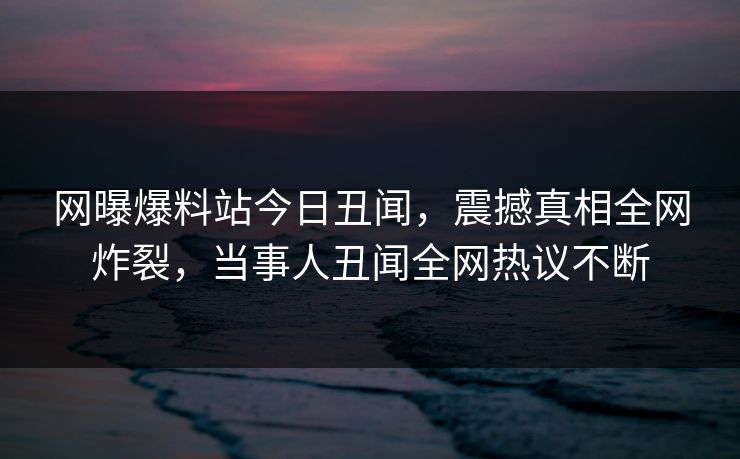网曝爆料站今日丑闻，震撼真相全网炸裂，当事人丑闻全网热议不断