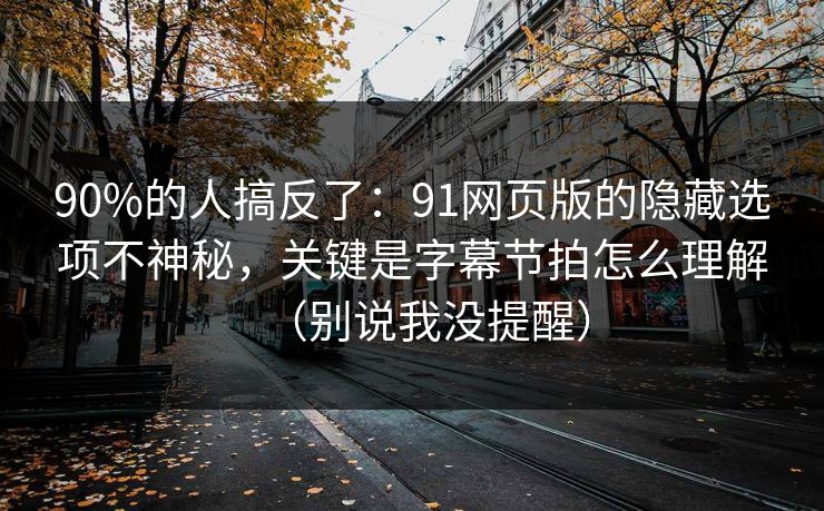90%的人搞反了：91网页版的隐藏选项不神秘，关键是字幕节拍怎么理解（别说我没提醒）
